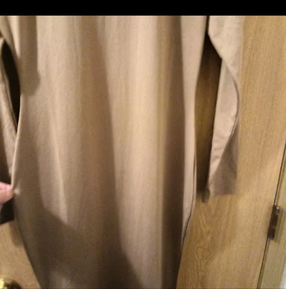 Women Tan Long Maxi Jersey Dress Solid High Neck Zip Up Flared Bodycon Dress - Picture 3 of 4